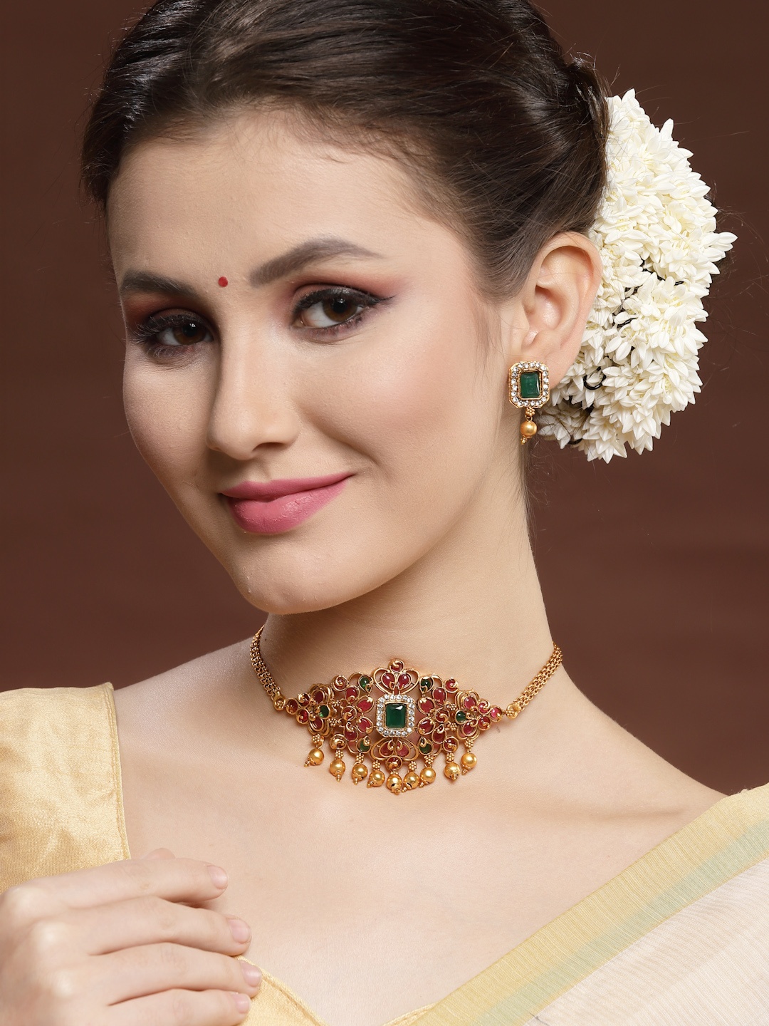 

PANASH Gold-Plated AD Studded Choker Jewellery Set