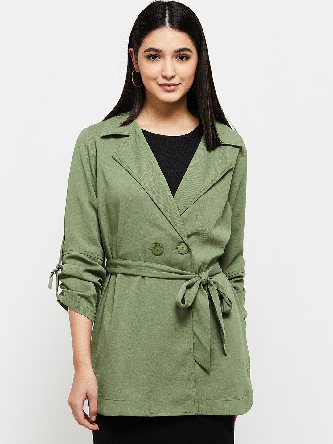 

max Women Windcheater Longline Tailored Jacket, Green