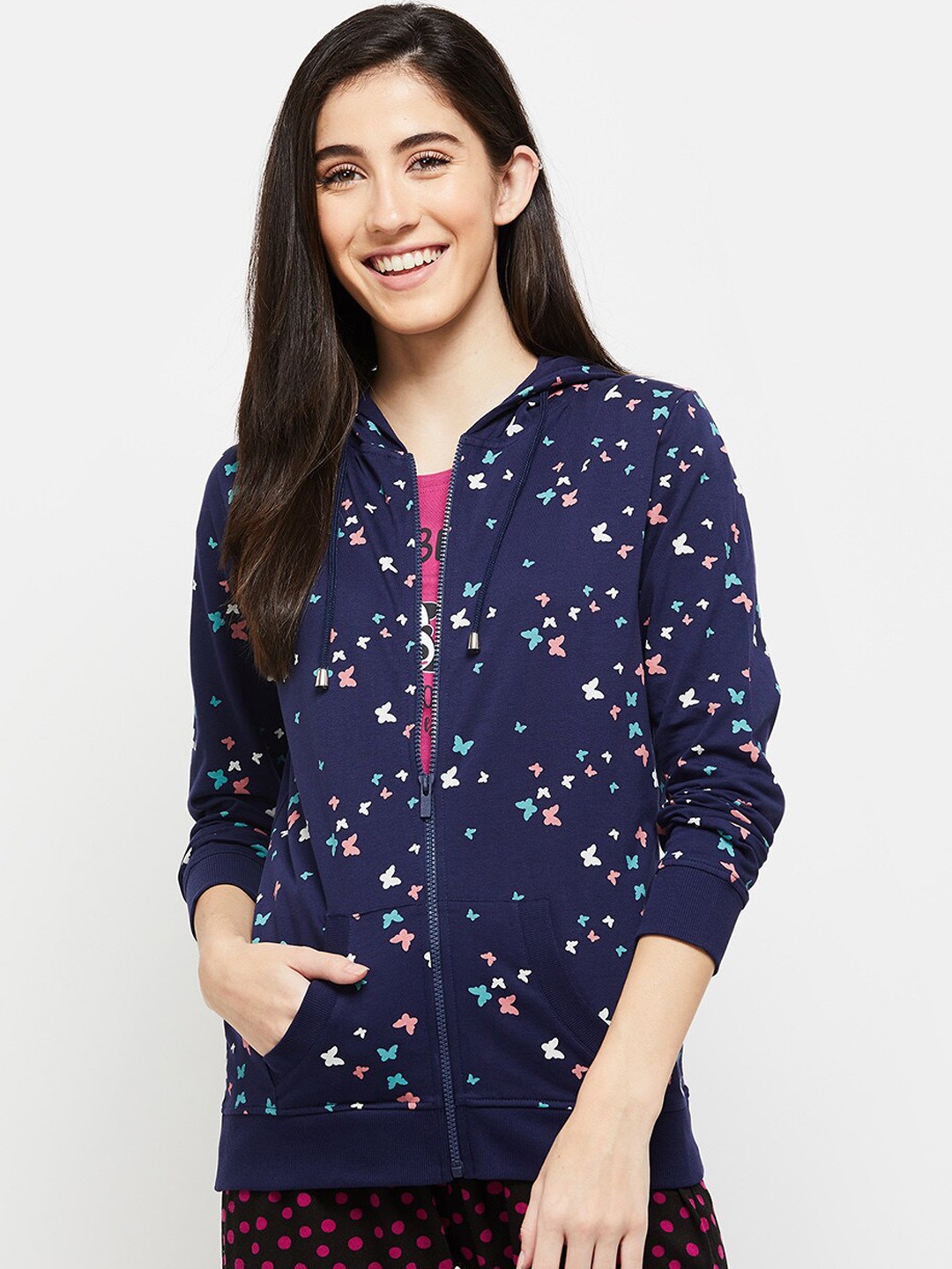 

max Women Windcheater Open Front Jacket, Blue