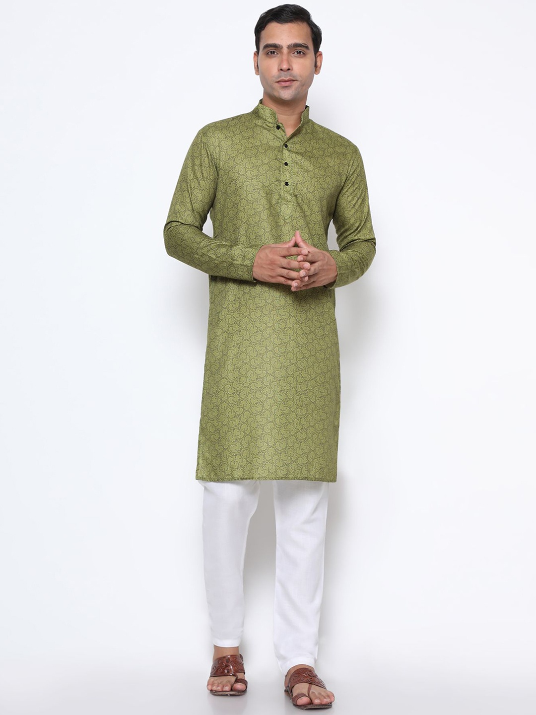 

Phenav Men Printed Kurta, Green