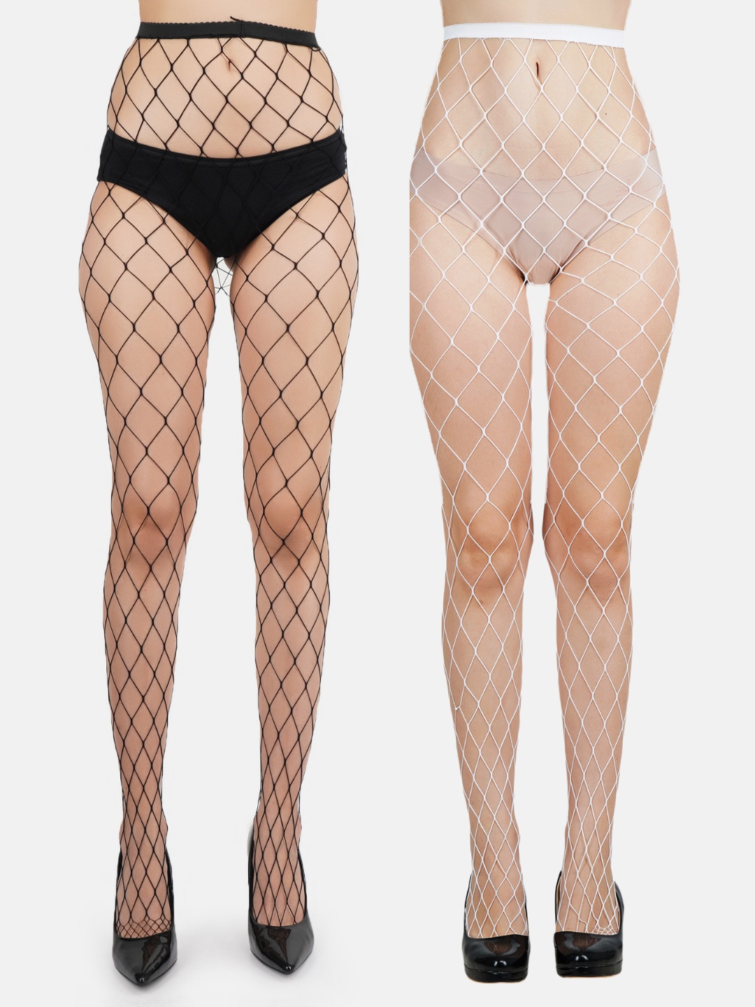 

N2S NEXT2SKIN Women Pack Of 2 Patterned Fishnet Stockings, Black