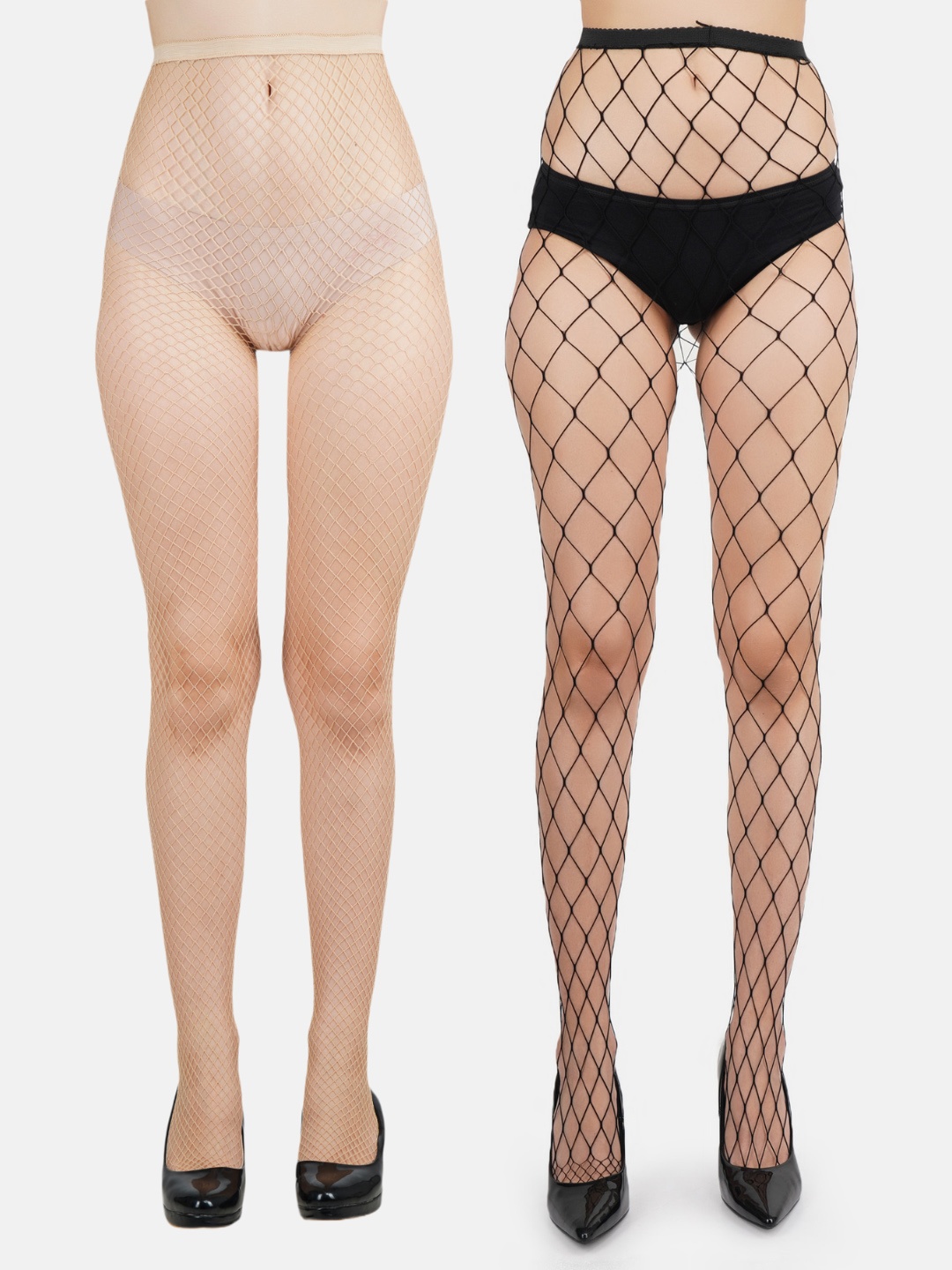 

N2S NEXT2SKIN Women Pack of 2 Patterned Fishnet Stockings, Nude