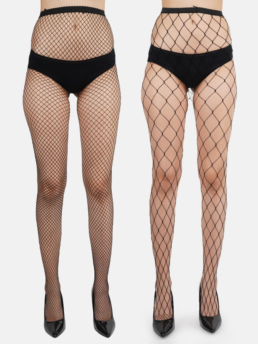 

N2S NEXT2SKIN Women Pack of 2 Patterned Fishnet Stockings, Black