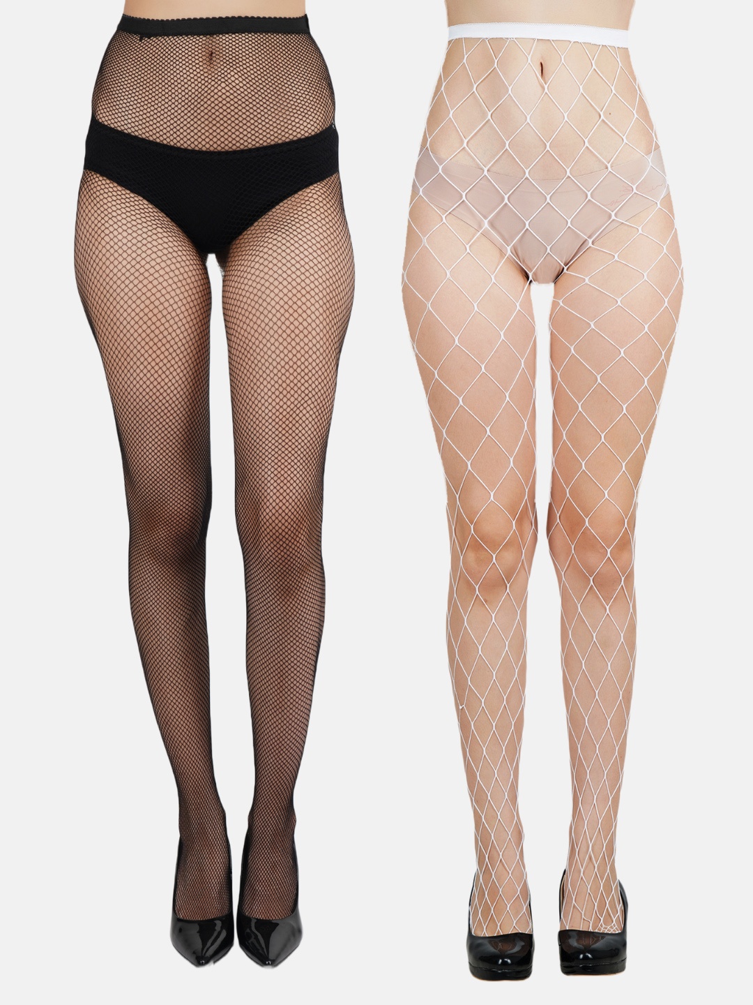 

N2S NEXT2SKIN Women Pack Of 2 Solid Fishnet Pantyhose Stockings, Black