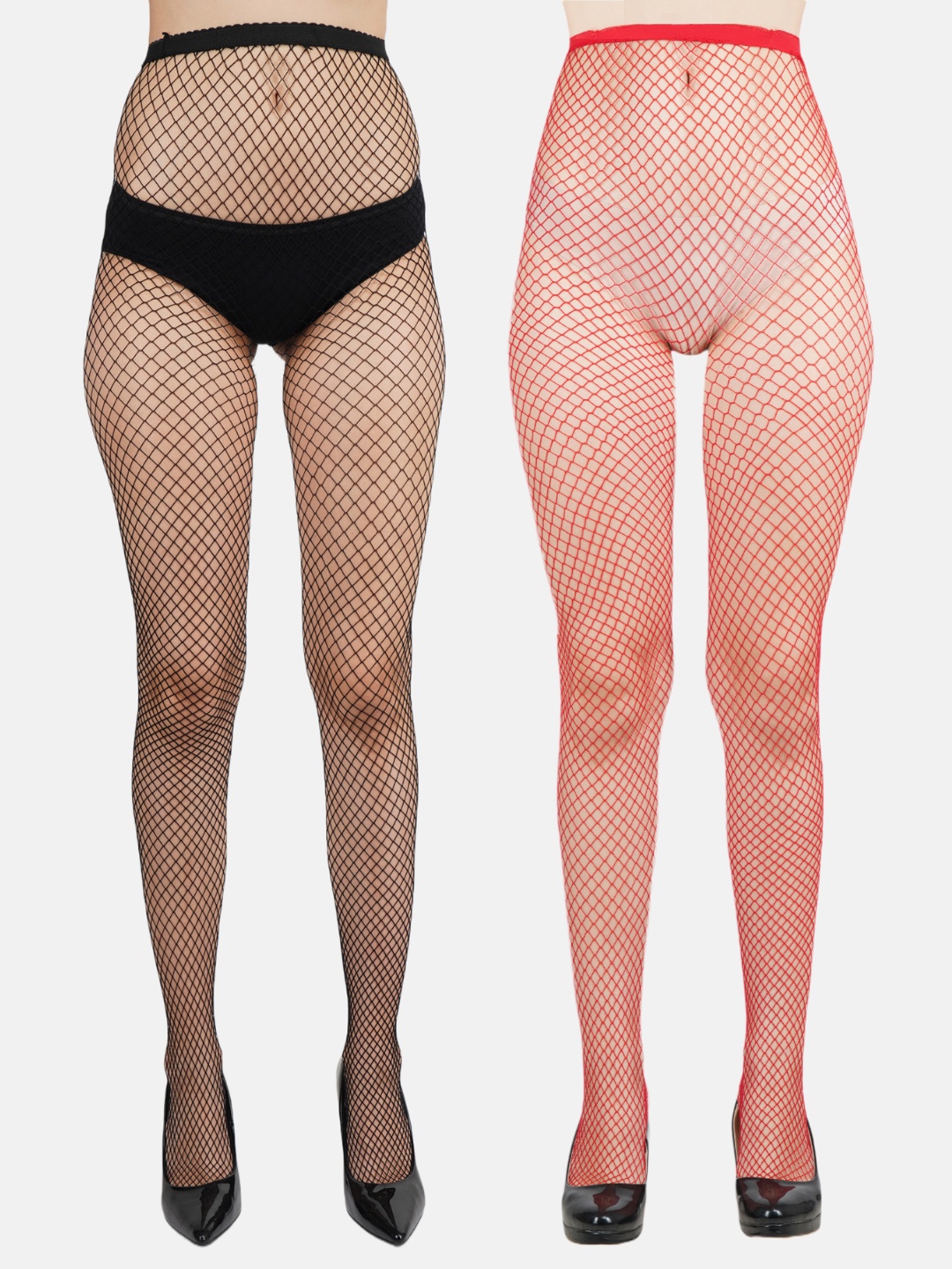 

N2S NEXT2SKIN Women Pack Of 2 Patterned Fishnet Pantyhose Stockings, Black