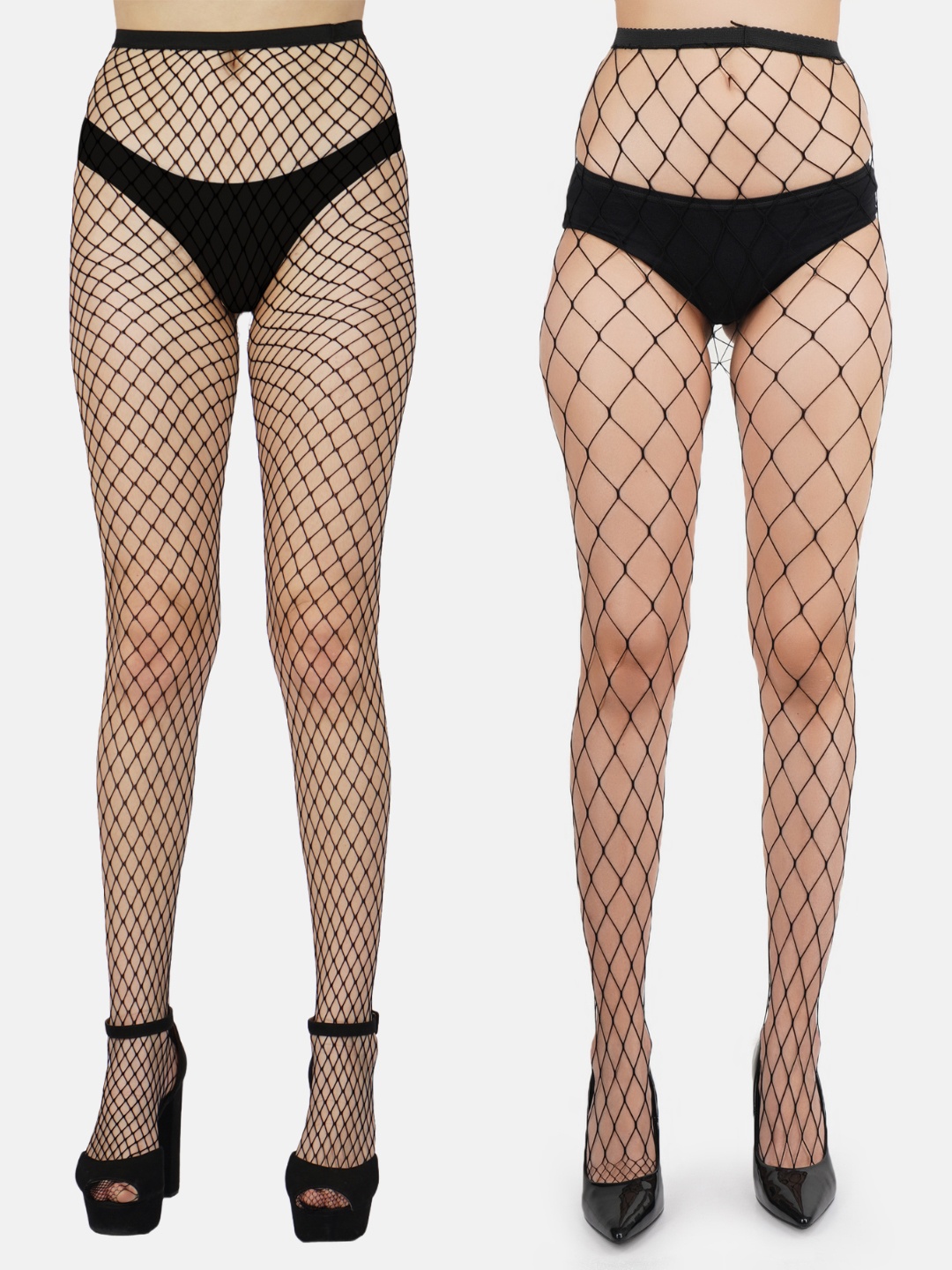 

N2S NEXT2SKIN Women Pack Of 2 Patterned Fishnet Stockings, Black