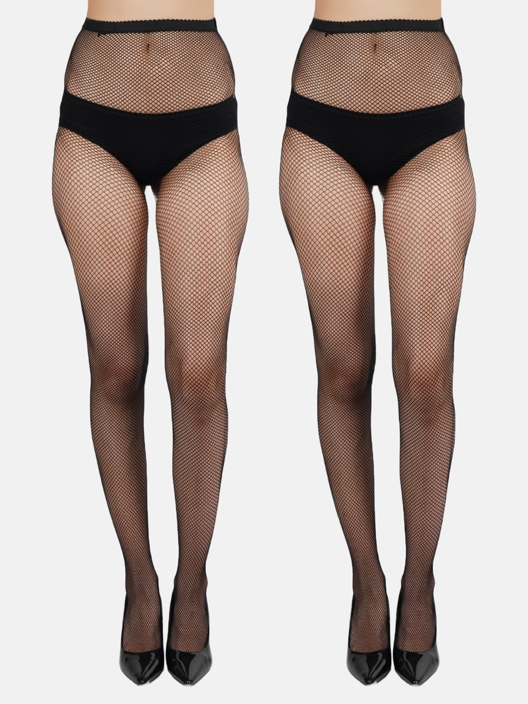 

N2S NEXT2SKIN Women Pack Of 2 Patterned Fishnet Stockings, Black