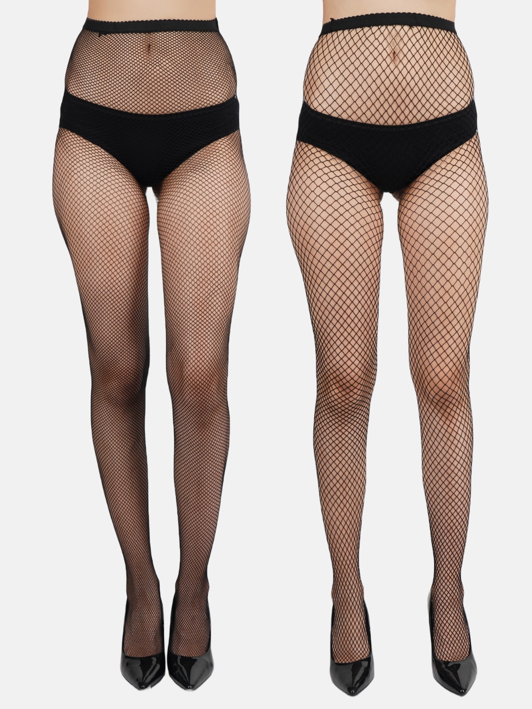 

N2S NEXT2SKIN Women Pack of 2 Patterned Fishnet Stockings, Black