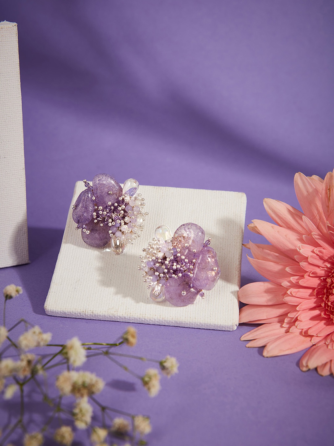 

D'oro Amethyst Contemporary Drop Earrings, Lavender