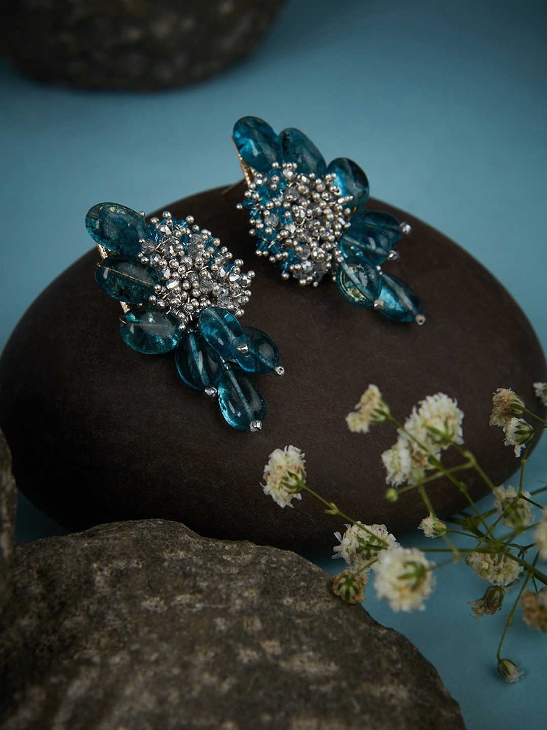 

D'oro Contemporary Drop Earrings, Turquoise blue