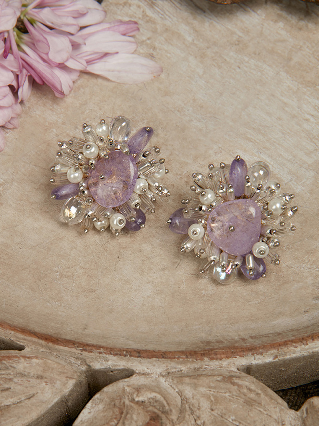 

D'oro Gold-Plated Contemporary Drop Earrings, Lavender