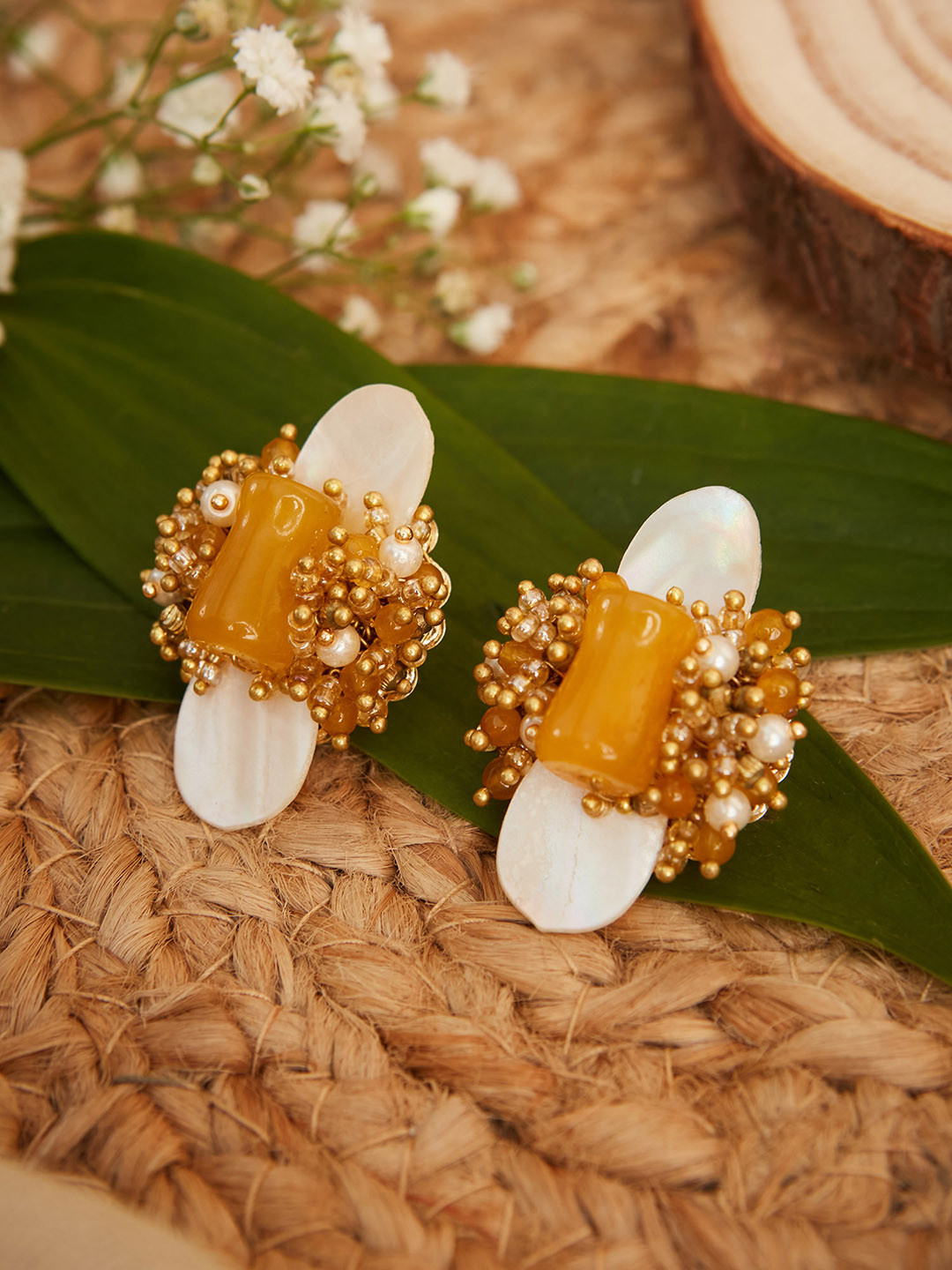 

D'oro Gold-Plated Contemporary Drop Earrings, Mustard