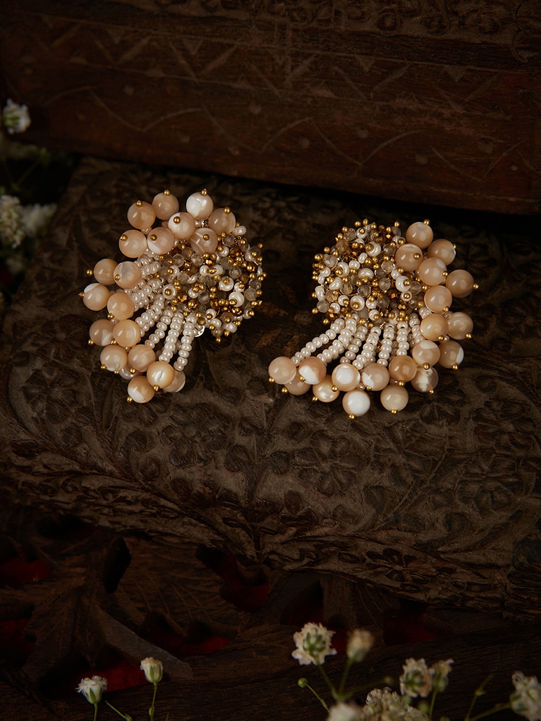

D'oro Gold-Plated Contemporary Drop Earrings, Beige