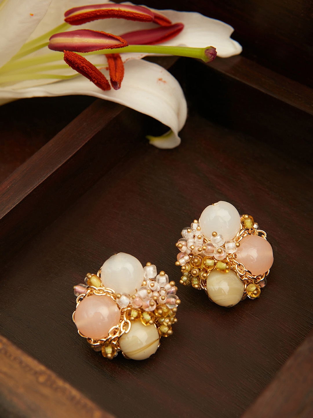 

D'oro Gold-Plated Contemporary Drop Earrings, Pink