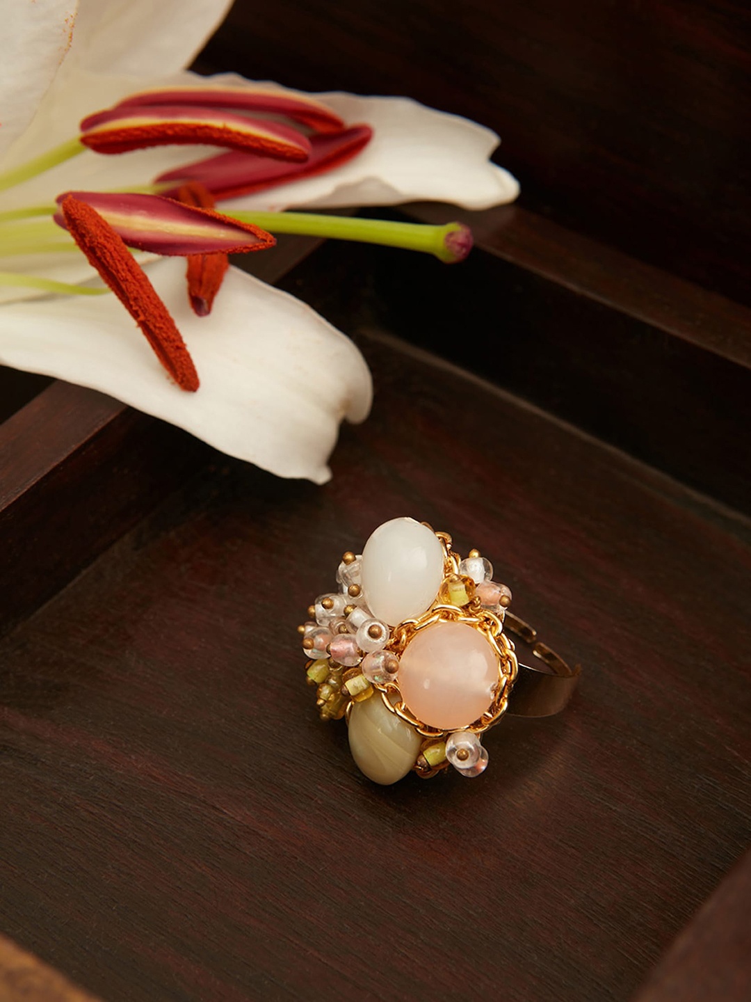

D'oro Gold Plated Stone Ring