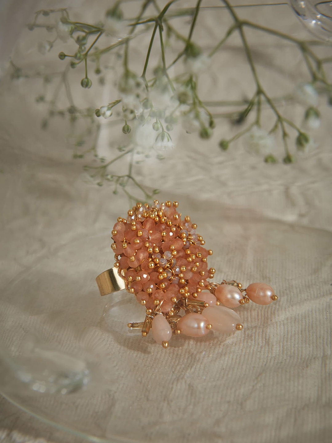 

D'oro Gold-Plated Pearls Beaded Ring