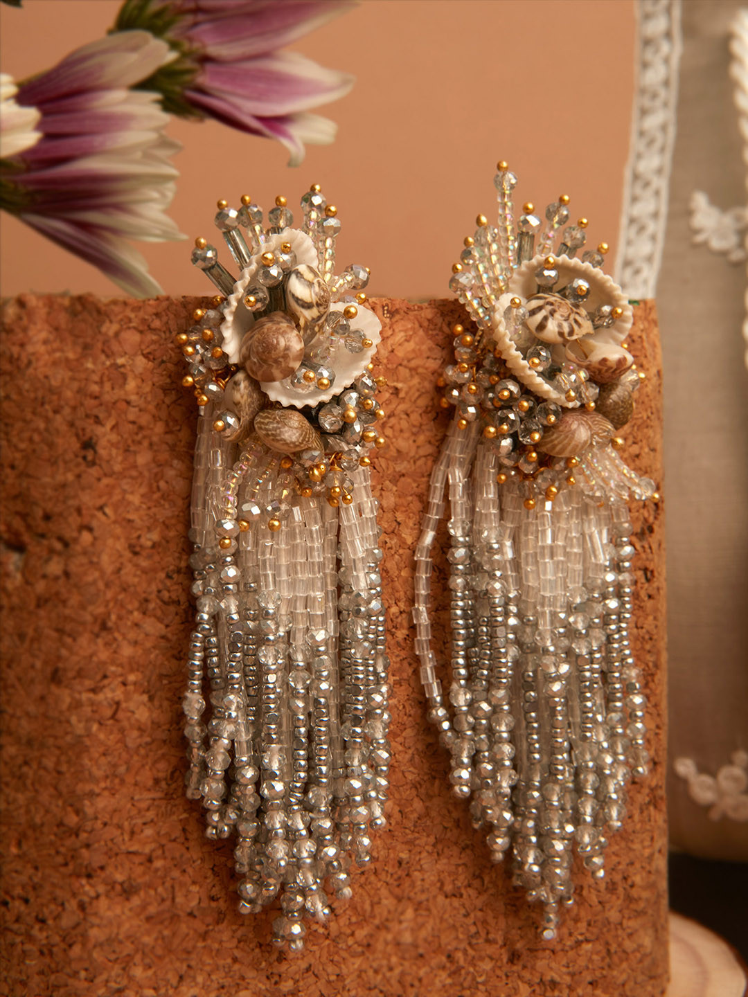 

D'oro Gold-Plated Contemporary Drop Earrings, White