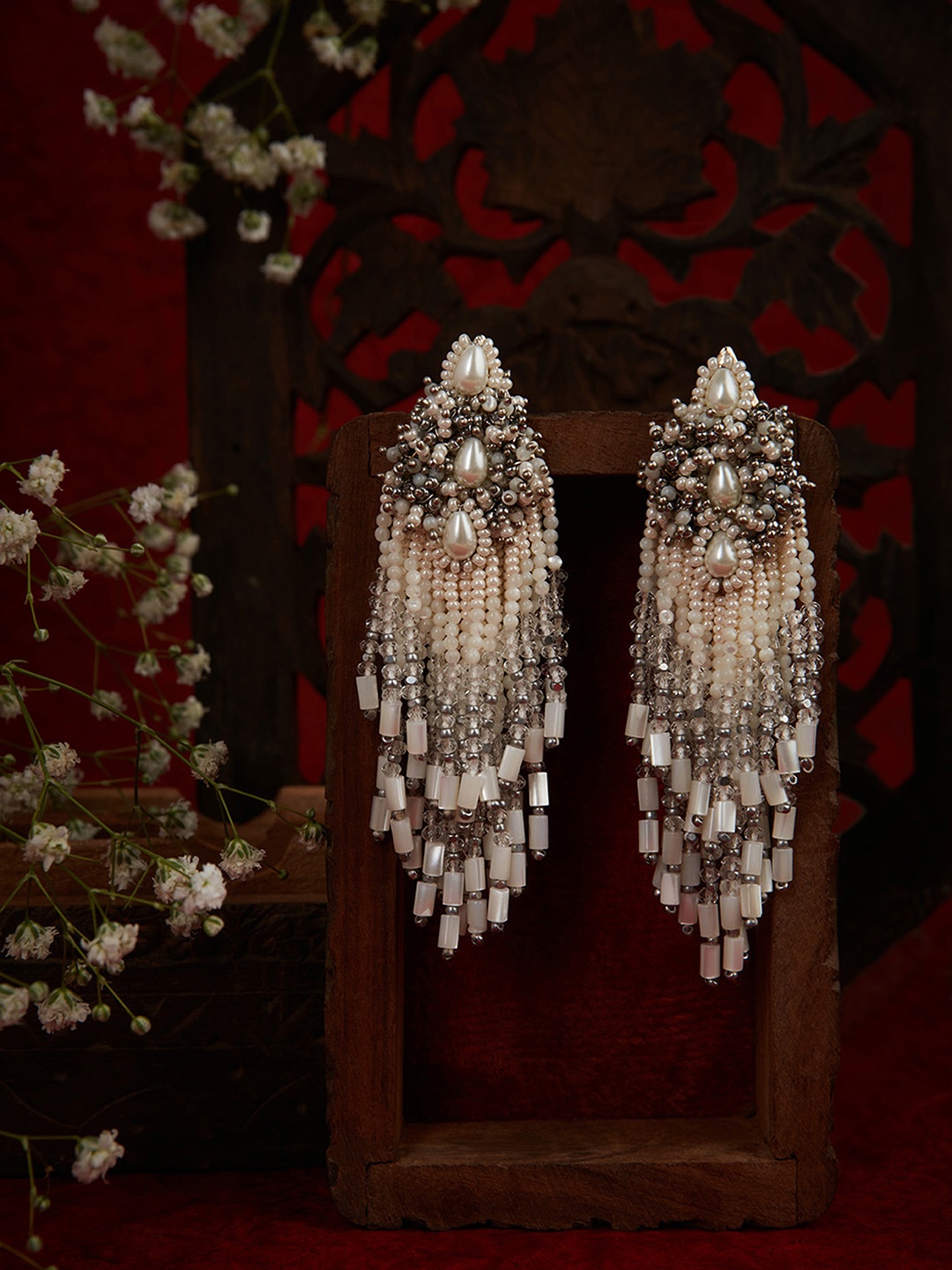 

D'oro Gold-Plated Pearls Contemporary Drop Earrings, White
