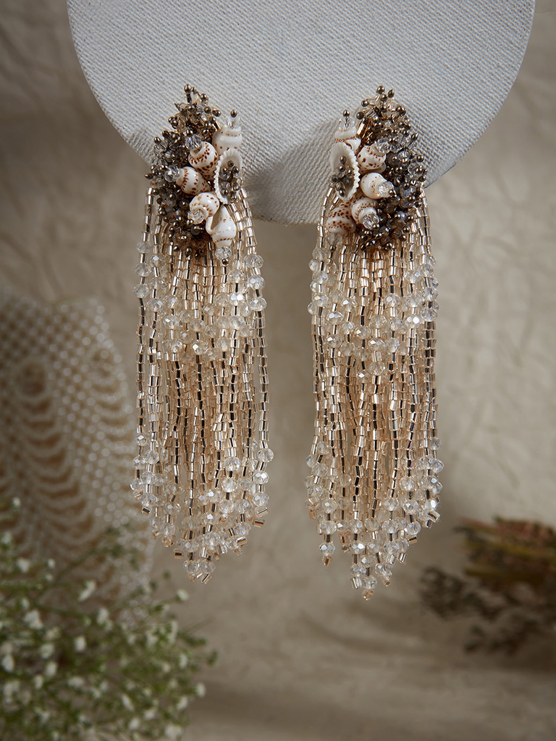 D'oro Gold-Plated Tasselled Contemporary Drop Earrings, Silver