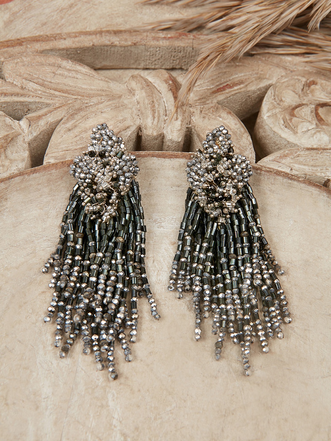 

D'oro Gold-Plated Contemporary Drop Earrings, Green