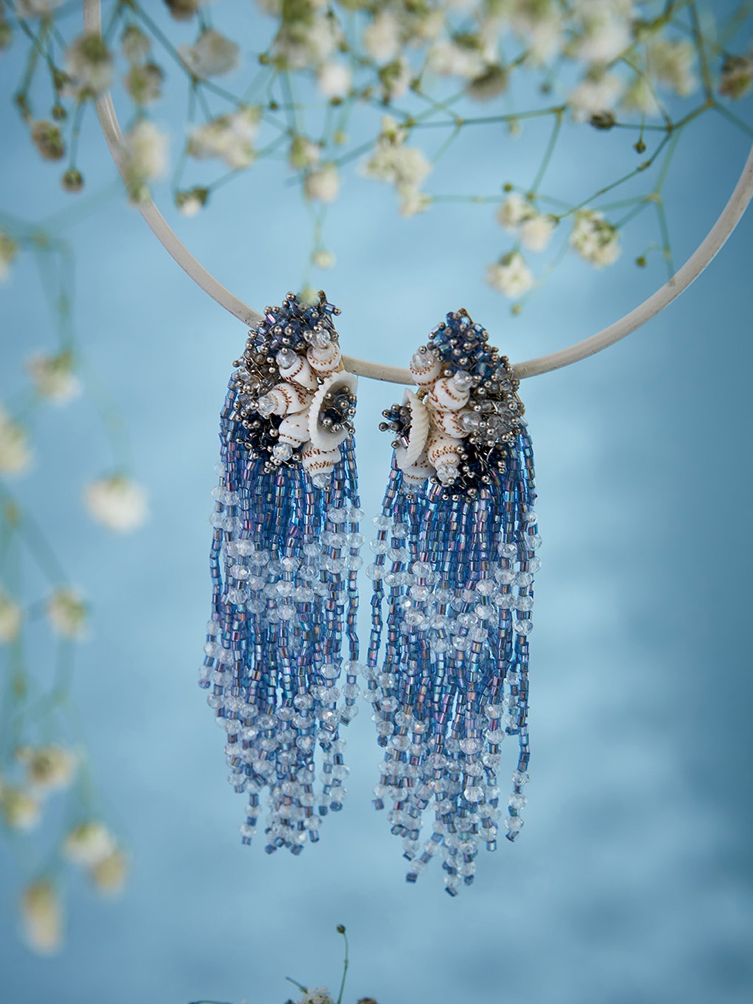 

D'oro Gold-Plated Contemporary Drop Earrings, Blue