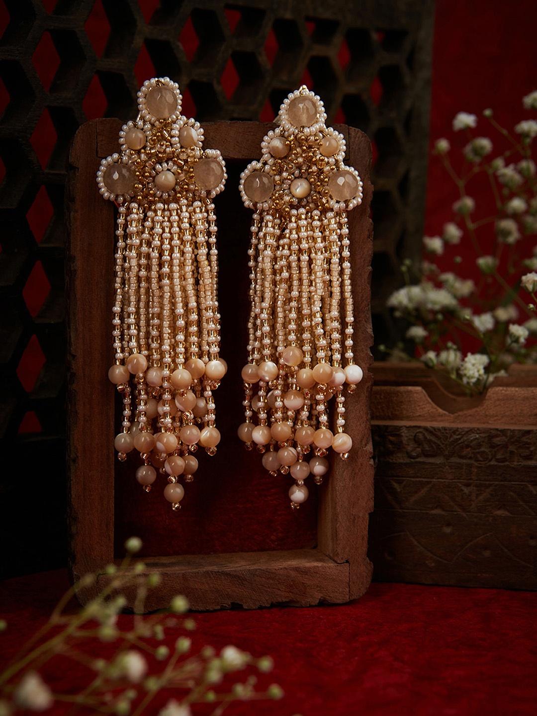 

D'oro Gold-Plated Contemporary Drop Earrings, Beige