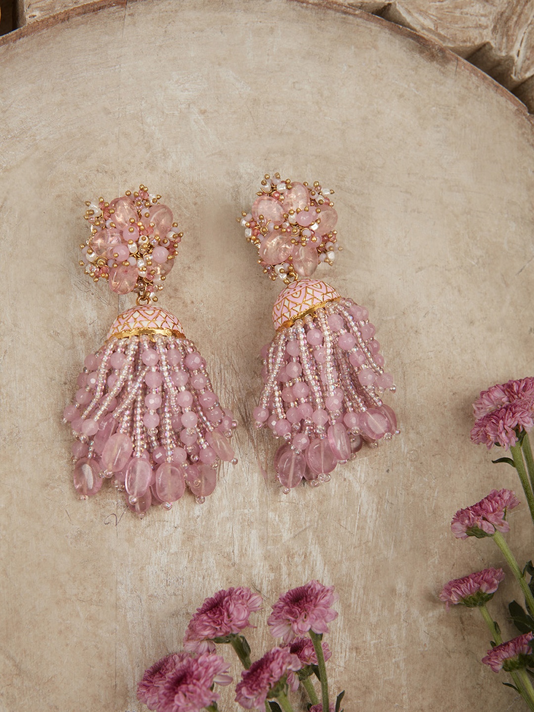 

D'oro Contemporary Jhumkas, Lavender