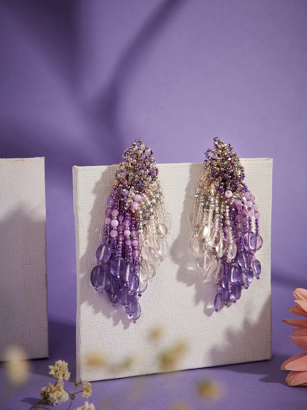 

D'oro Contemporary Drop Earrings, Purple