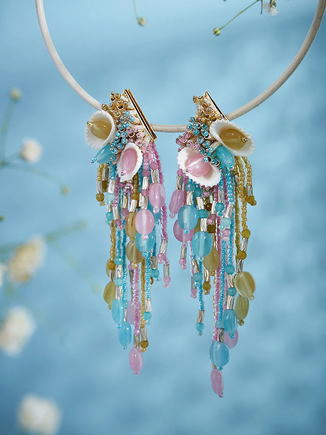 

D'oro Contemporary Drop Earrings, Pink
