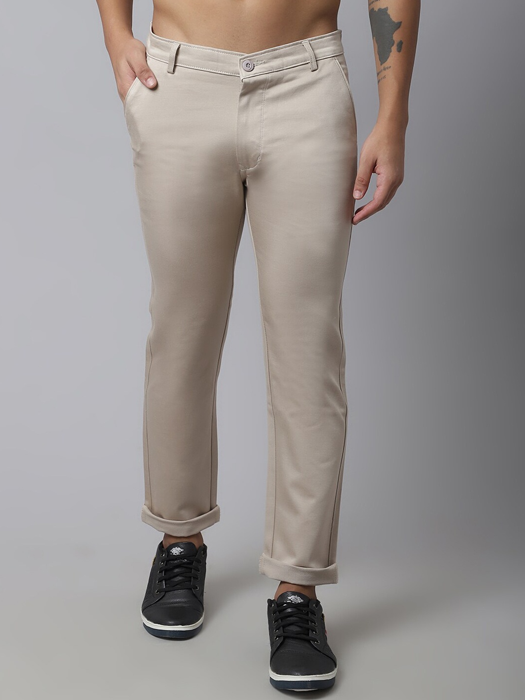 

Rodamo Men Beige Slim Fit Casual Trouser