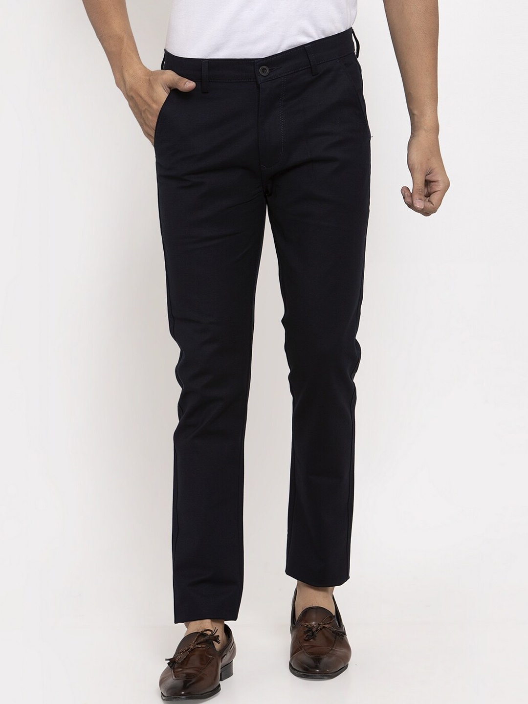 

Rodamo Men Navy Blue Slim Fit Chinos Trouser