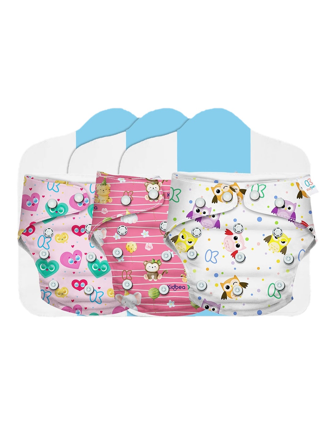 

Kidbea Kids Pack Of 3 Adjustable Cloth Diaper, White