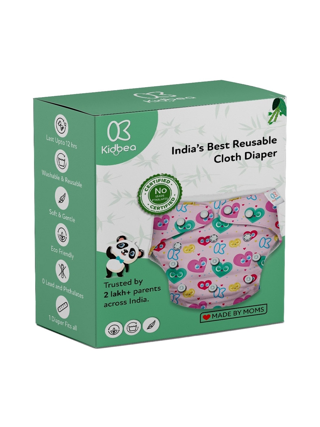 

Kidbea Infants Printed Adjustable Cloth Diaper, Pink