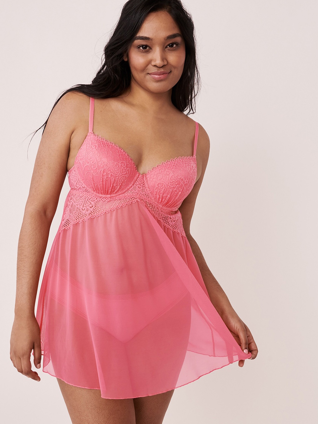 

La Vie en Rose Pink Solid Baby Doll