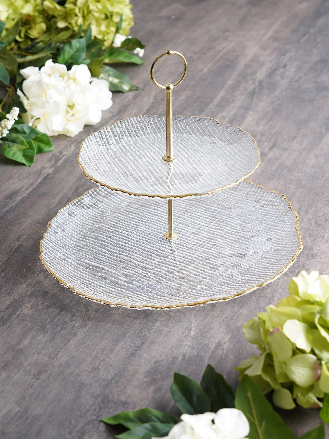 

Pure Home and Living Textured Glass Cake Stand, Transparent