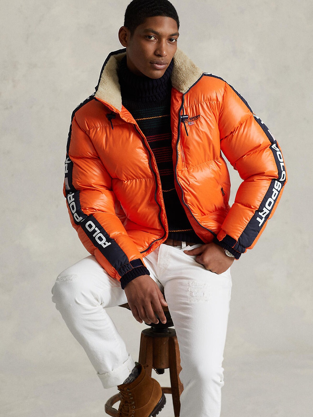 

Polo Ralph Lauren Men Windcheater and Water Resistant Puffer Jacket, Orange