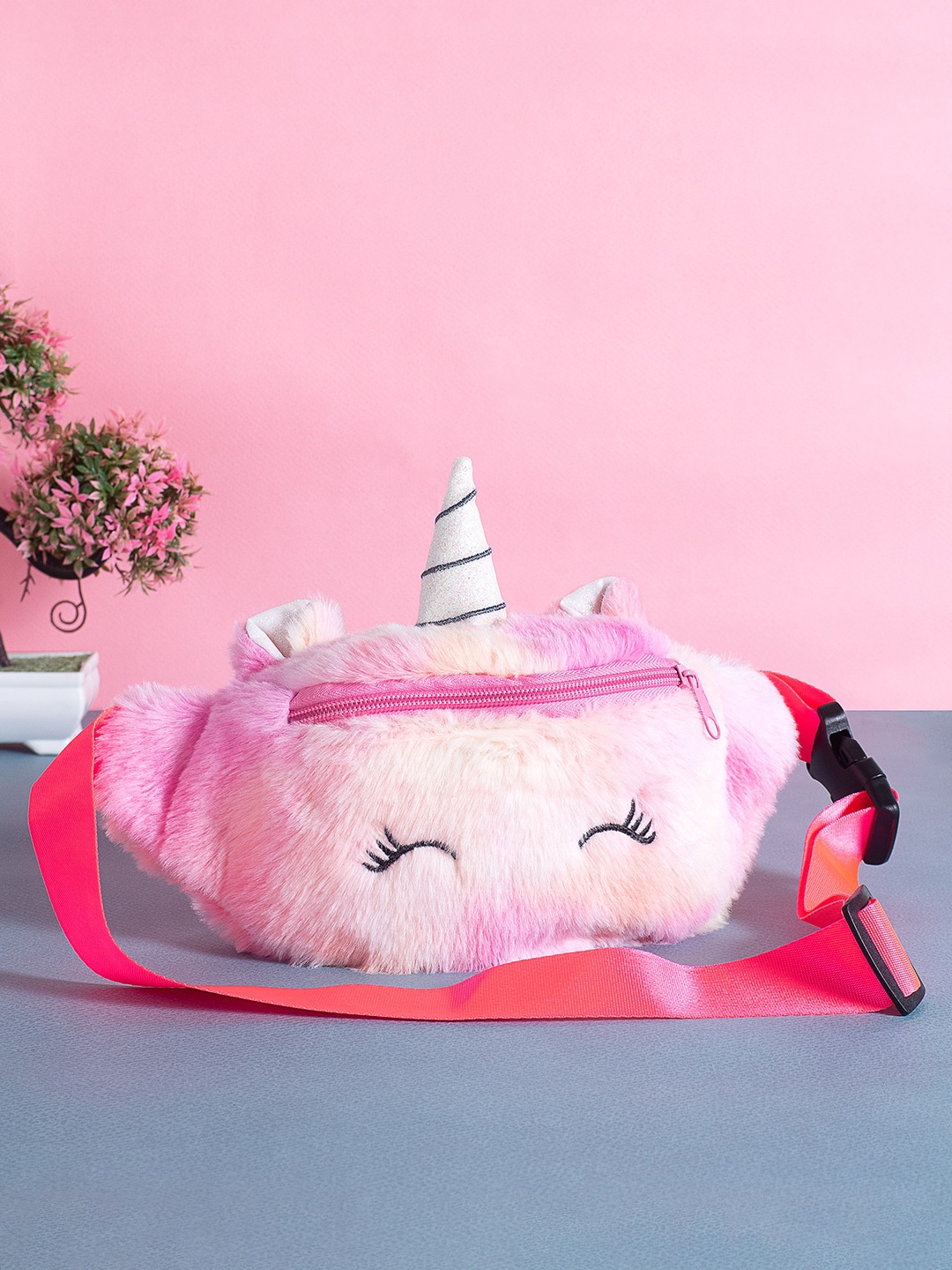 

Golden Peacock Pink Unicorn Waist Bag