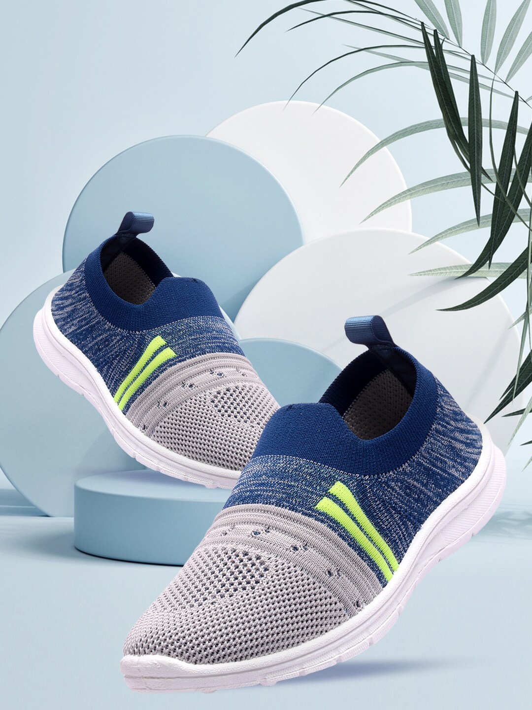 

YK Girls Woven Design Slip-On Sneakers, Blue