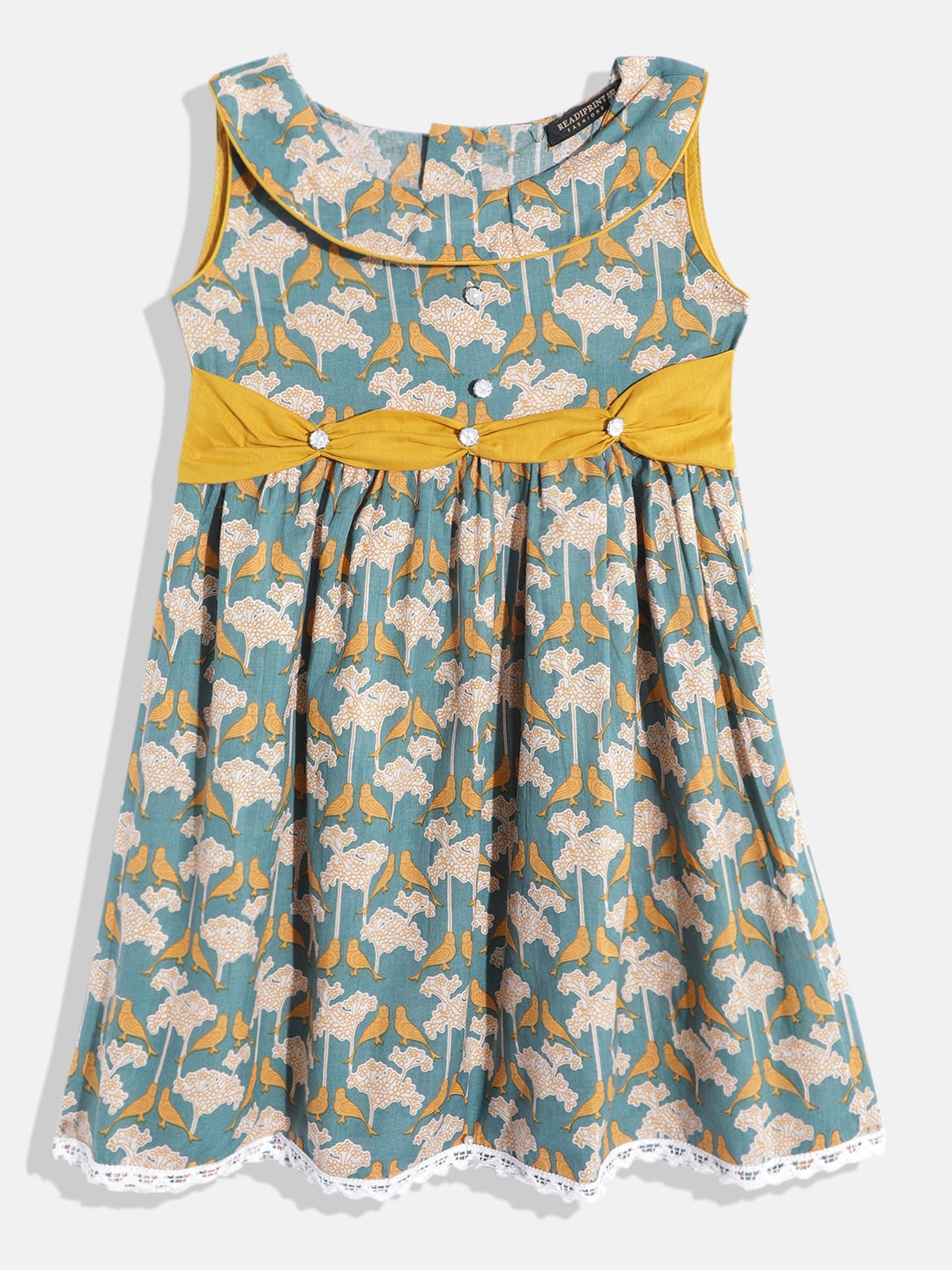 

Readiprint Fashions Girls Floral Print Cotton Midi Ethnic Dress, Teal