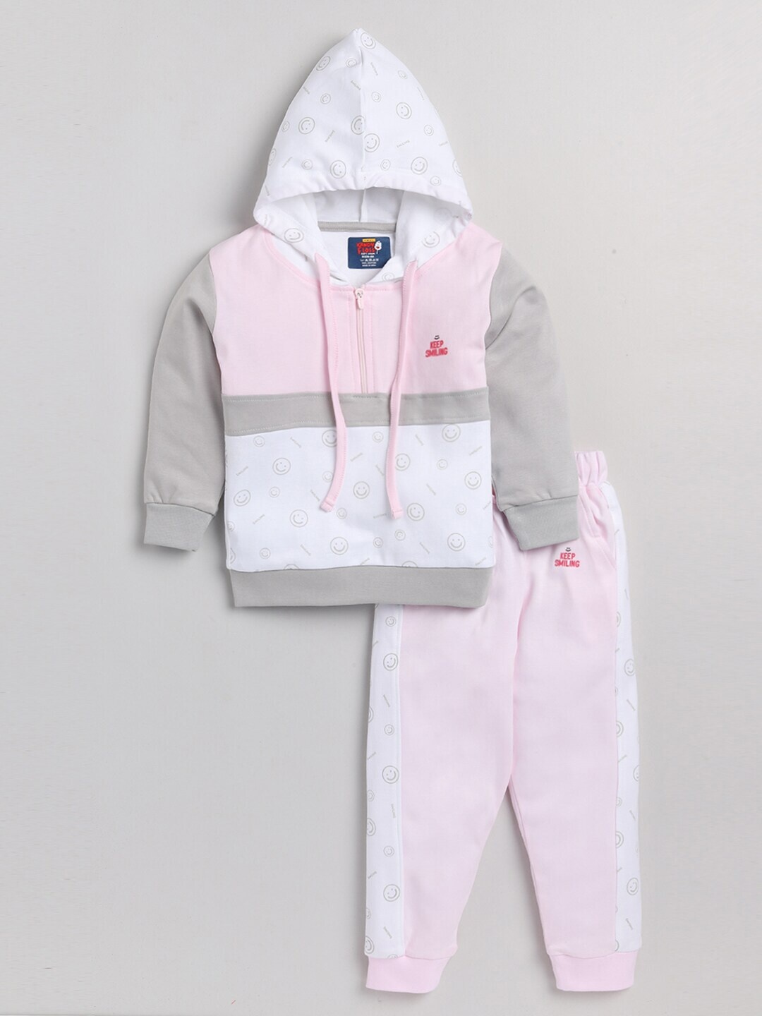 

AMUL Kandyfloss Unisex Kids Pink & White Printed Top with Pyjamas