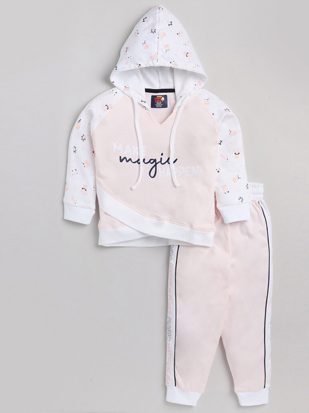

AMUL Kandyfloss Unisex Kids Pink & White Printed T-shirt with Trousers
