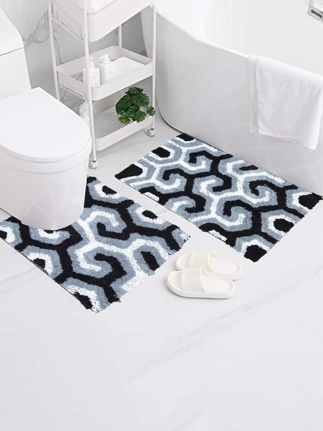 

AAZEEM Set Of 2 Printed Doormats, Grey