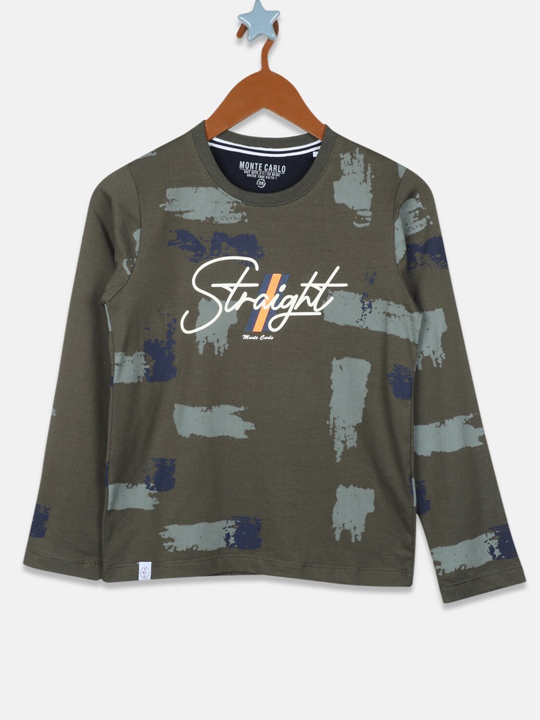 

Monte Carlo Boys Printed Slim Fit T-shirt, Olive