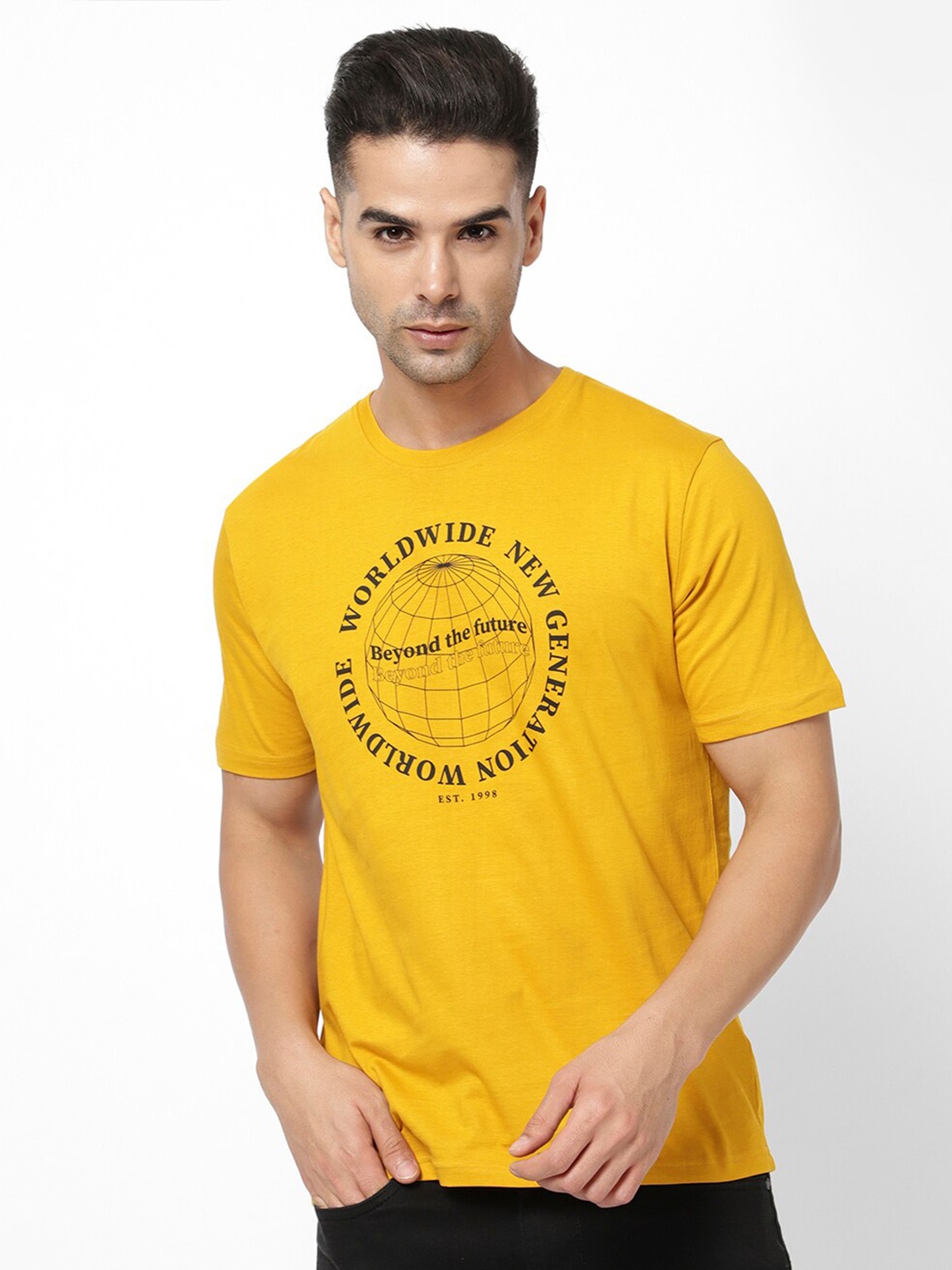 

R&B Men Typography Printed T-shirt, Yellow