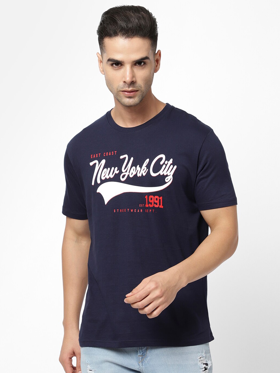 

R&B Men Typography Printed T-shirt, Blue