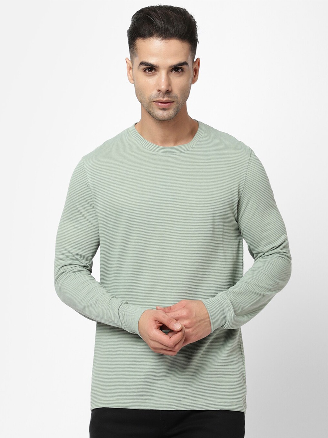 

R&B Men Printed Cotton T-shirt, Green