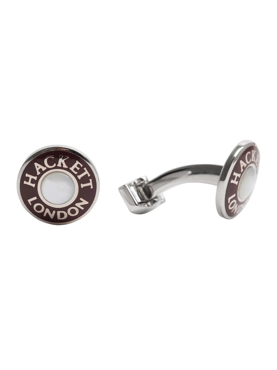 

HACKETT LONDON Red & Silver-Toned Geometric Shaped Cufflink