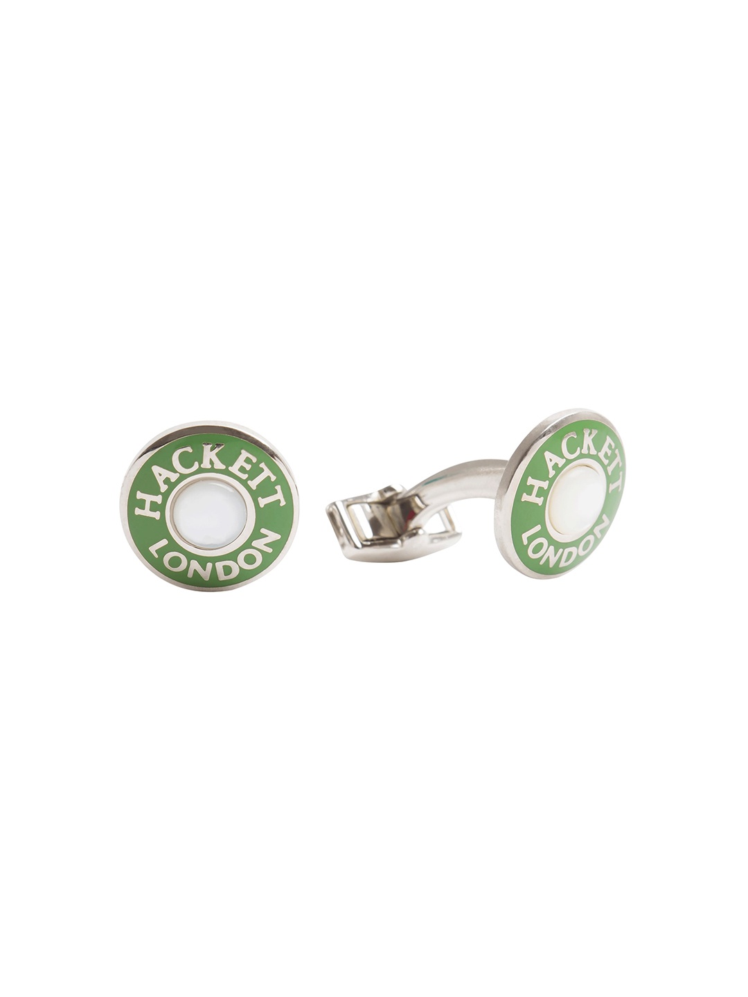 

HACKETT LONDON Men Green & White Polo Rounded Cufflink