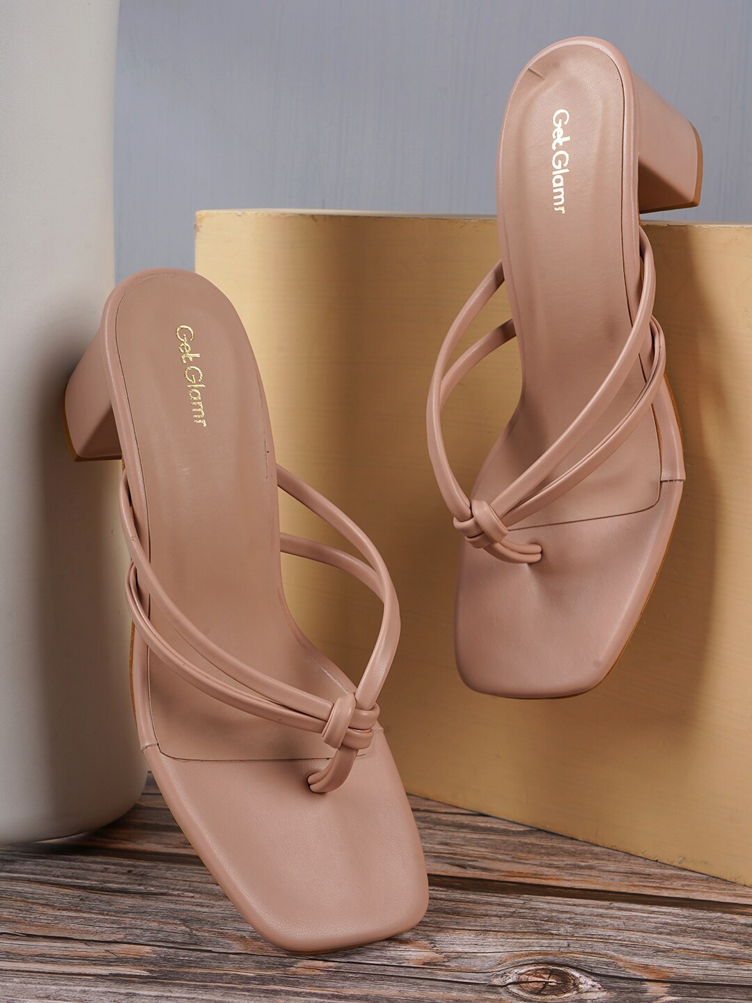 

Get Glamr Women Block Sandals, Peach