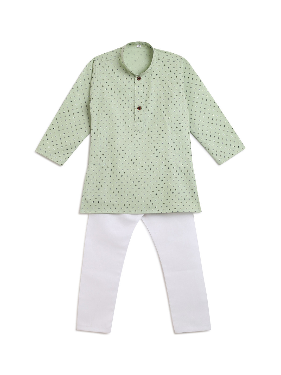 

Kidling Boys Green Printed Pure Cotton Kurta with Pyjama